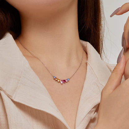 [GALE]Dainty Colorful Heart Necklace
