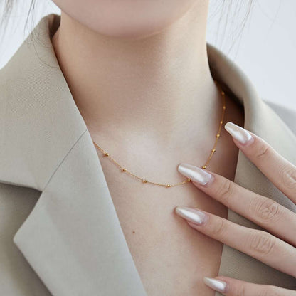 [GALE]Small Bead Clavicle Chain Simple Necklace
