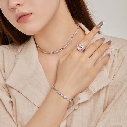[GALE]Sparkling Colorful Water Drop Shape Daily Ring