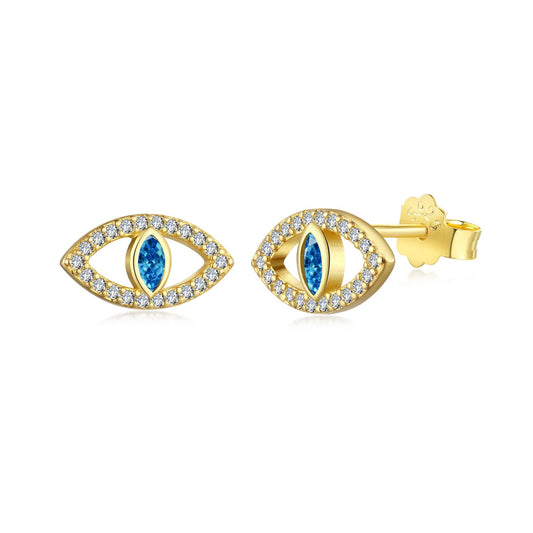 [GALE]Blue Devil Eyes Hollow Stud Earrings