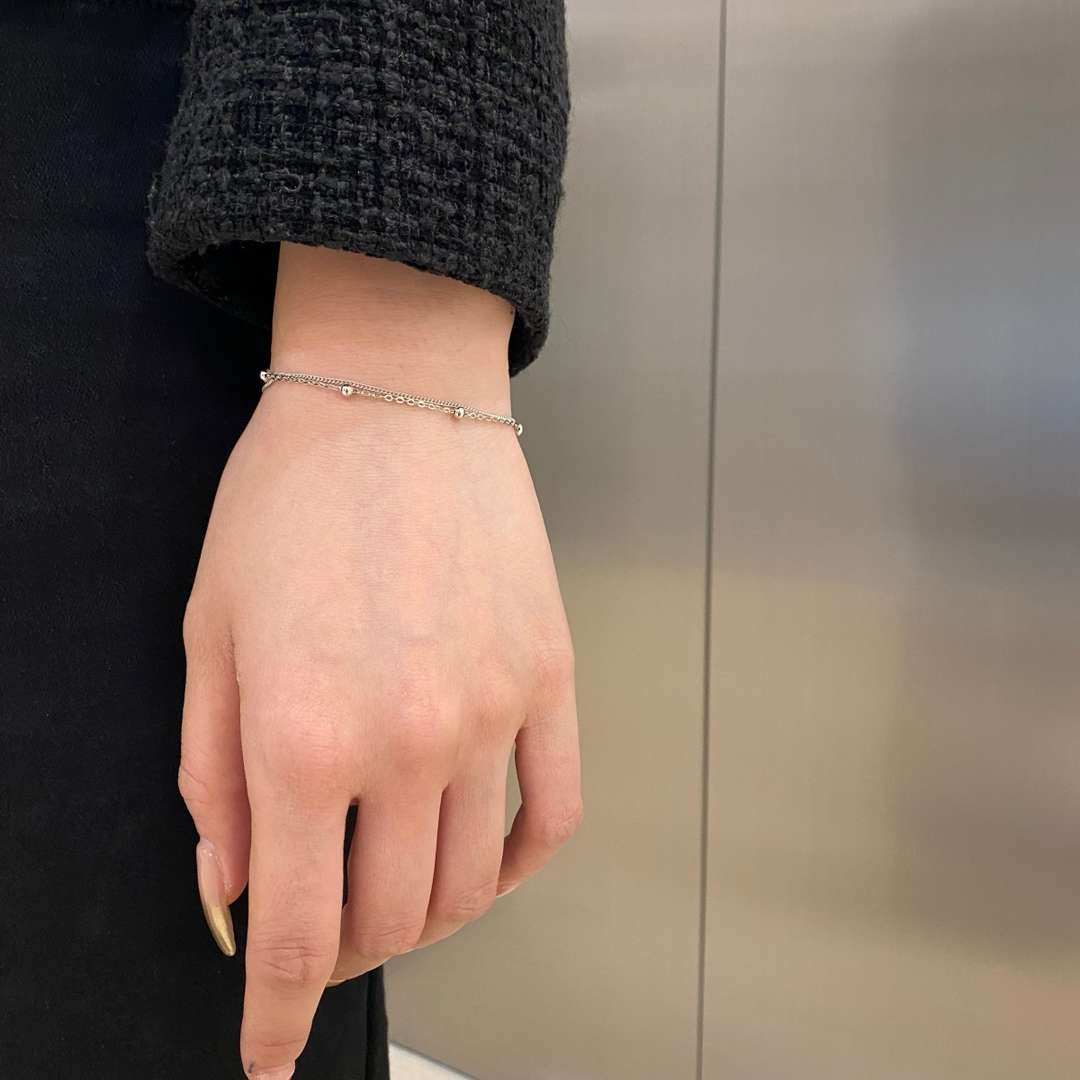 [GALE]Delicate Bead Double Layer Bracelet