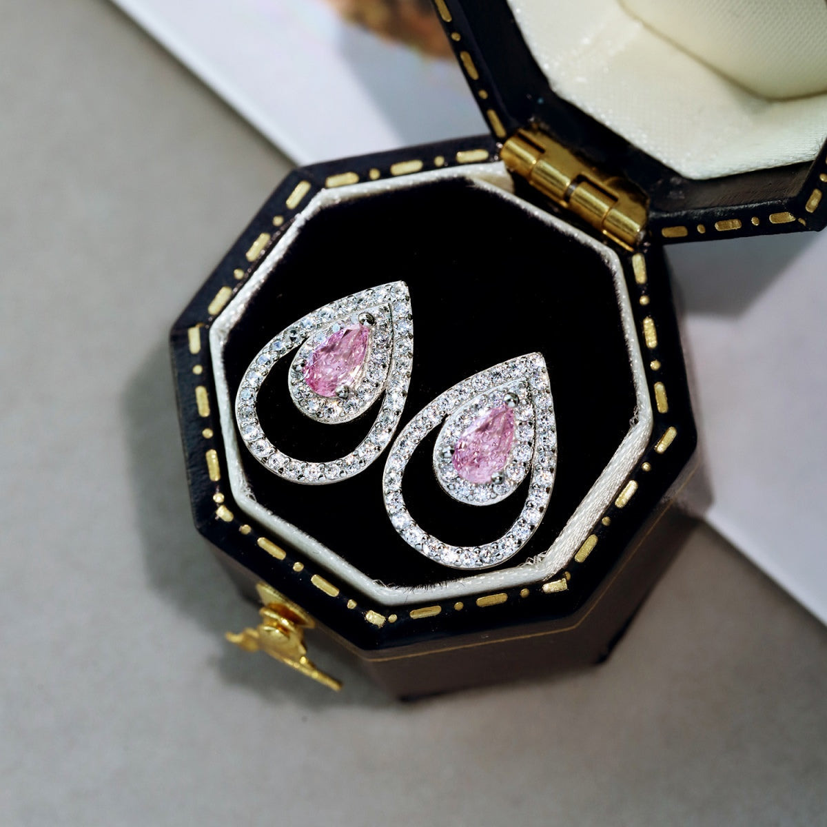 [GALE]Sparkling Delicate Water Drop Shape Daily Earrings