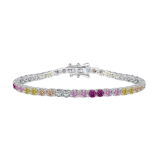 [GALE]Radiant Colorful Round Cut Tennis Bracelet