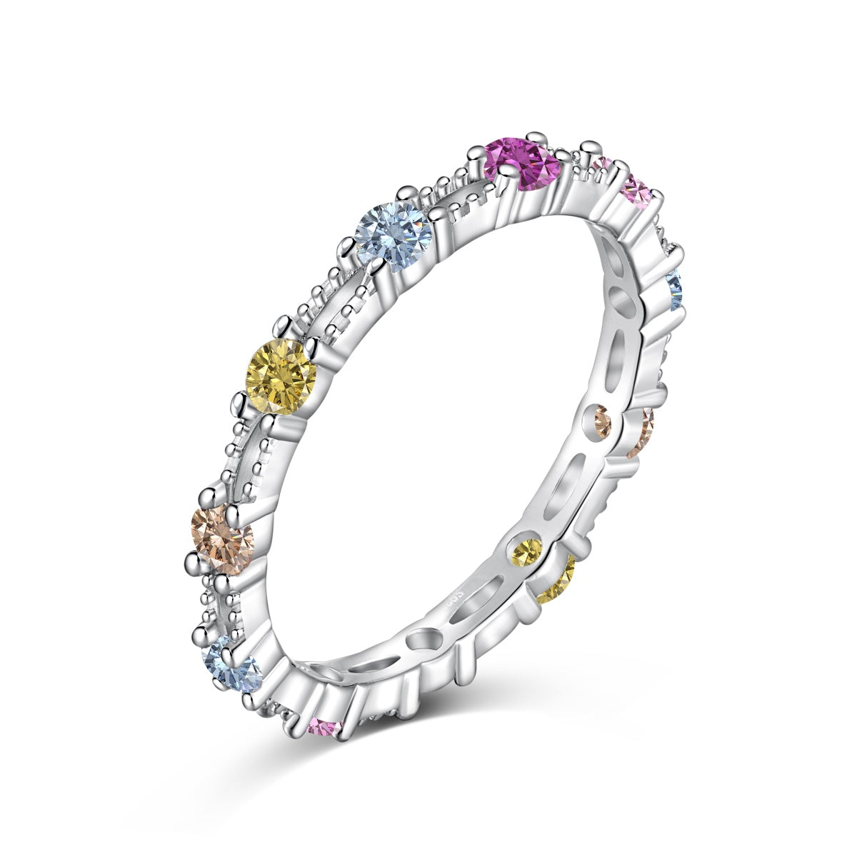 [GALE]Sparkling Colorful Round Cut Tennis Ring