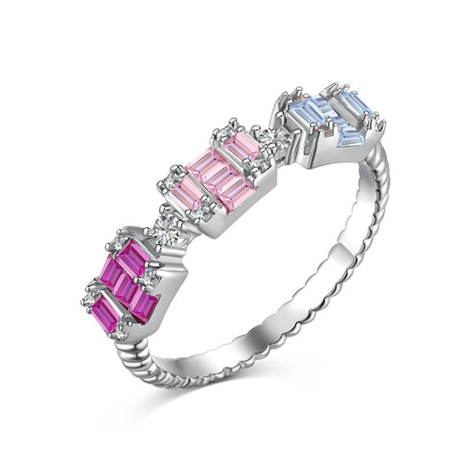 [GALE]Unique Colorful Emerald Cut Party Ring
