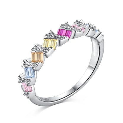 [GALE]Delicate Vibrant Emerald Cut Daily Ring