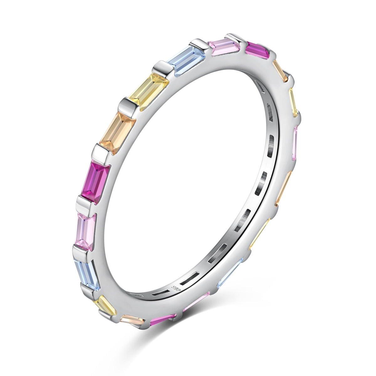 [GALE]Exquisite Multicolored Emerald Cut Daily Ring