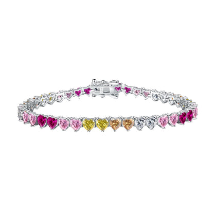 [GALE]Luxurious Colorful Romantic Heart Shape Lover Bracelet