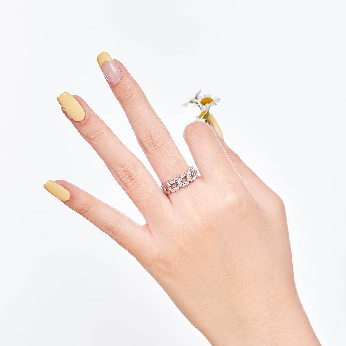 [GALE]Sparkling Vibrant Emerald Cut Daily Ring