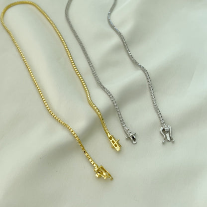 [GALE]Delicate Round Shape Tennis Necklace