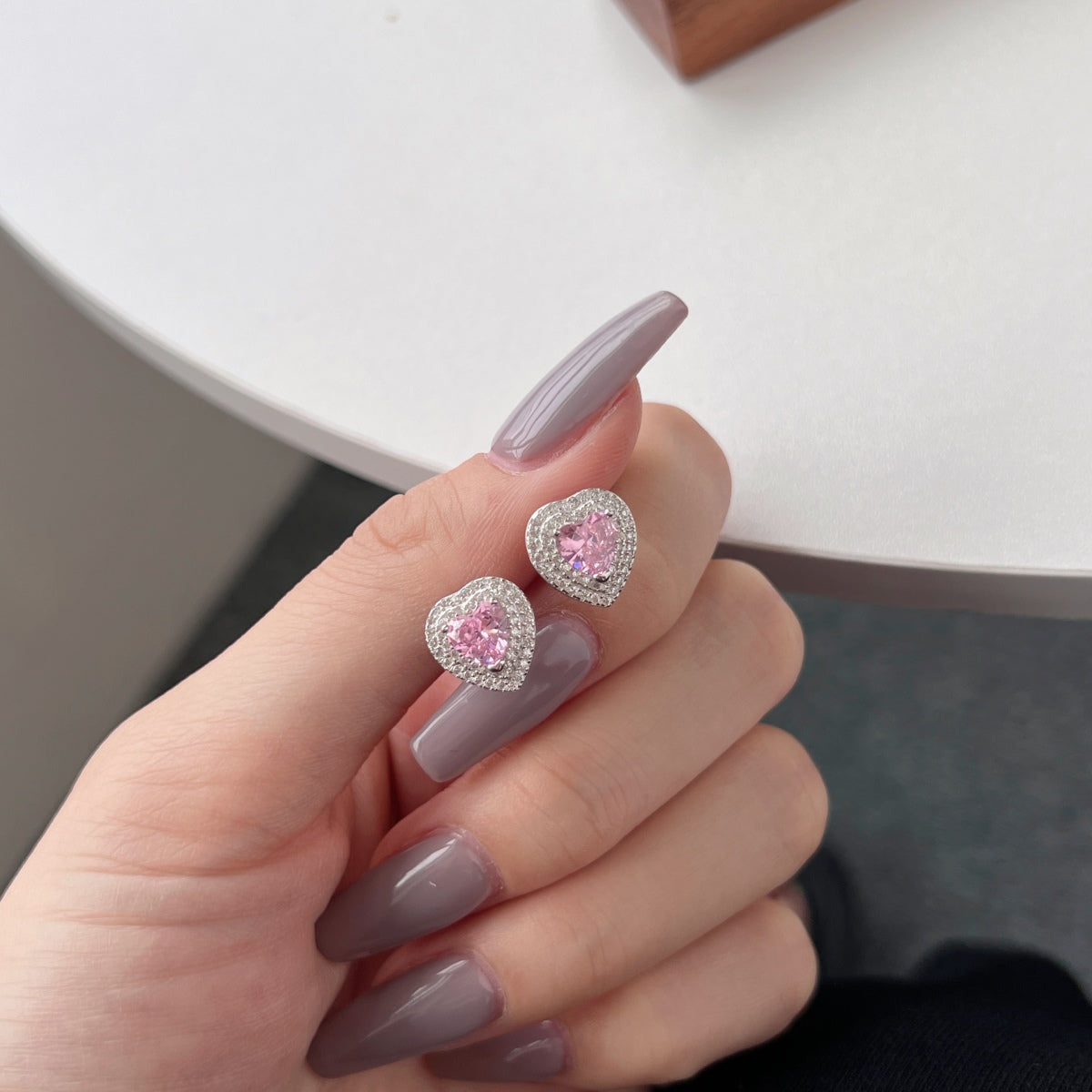 [GALE]Dazzling Heart Shape Lover Earrings