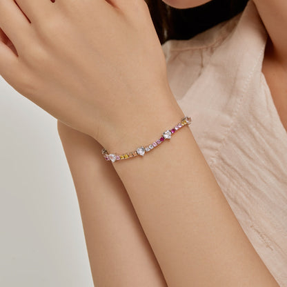 [GALE]Romantic Heart Shape Round Cut Lover Bracelet