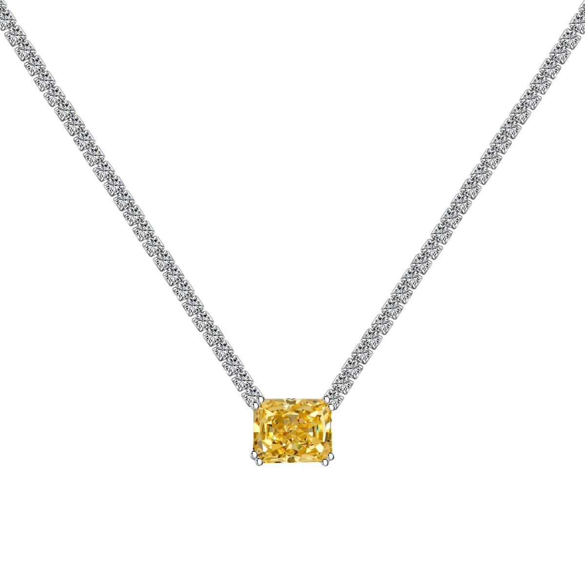 [GALE]4.0 Carat Elegant Radiant Cut Necklace
