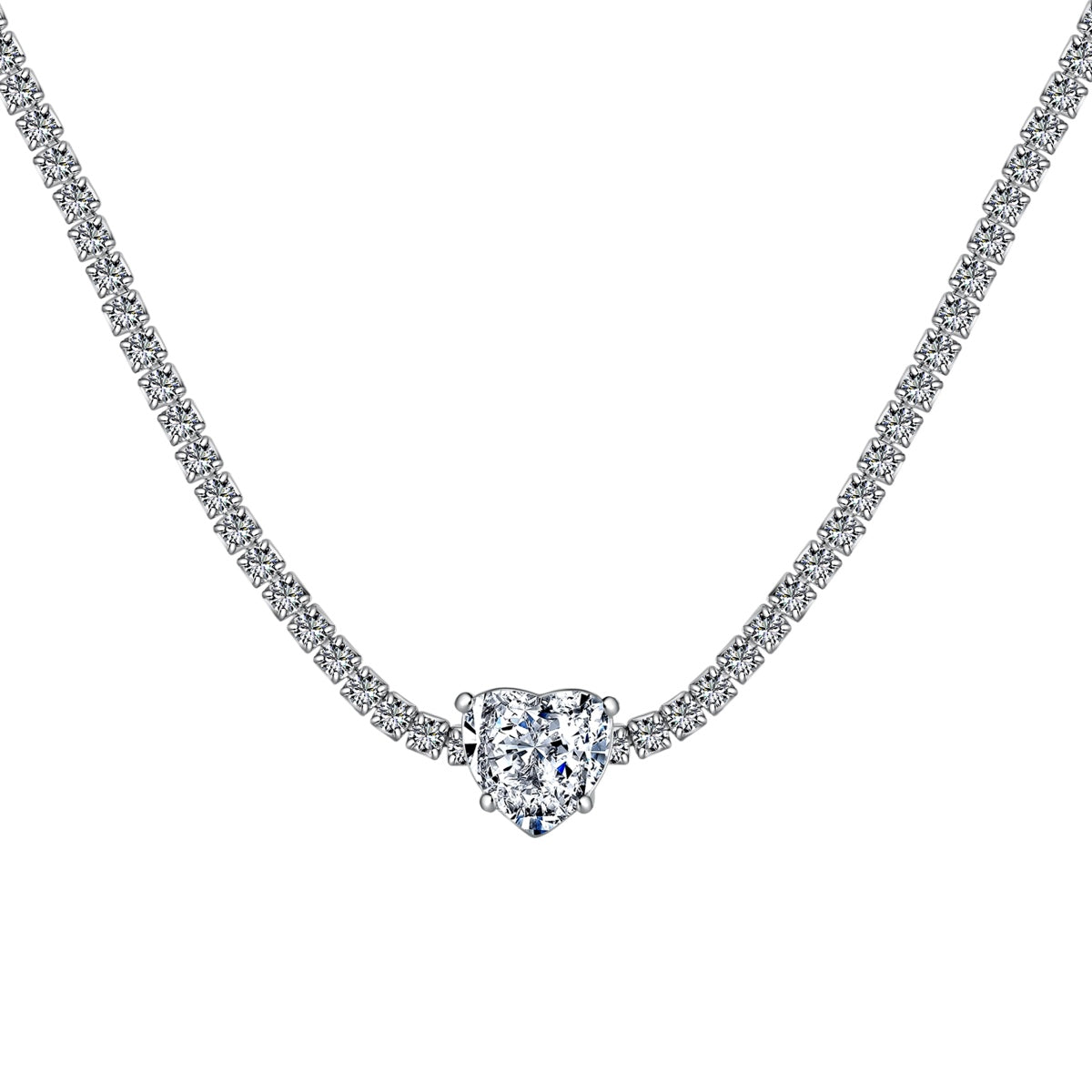 [GALE]2.0 Carat Sparkling Tennis Heart Cut Necklace