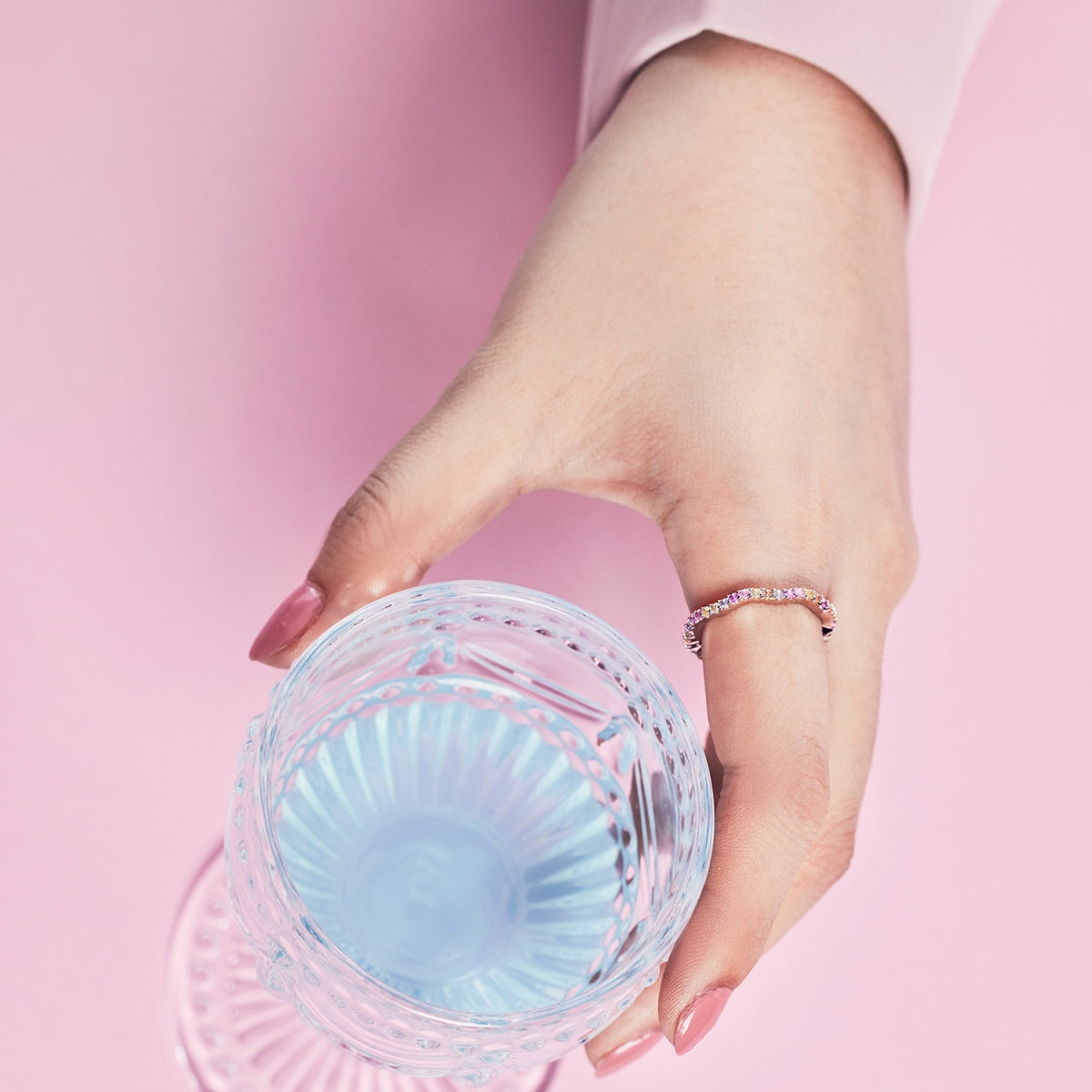 [GALE]Dainty Colorful Round Cut Party Ring