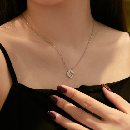 [GALE]Sparkling Asscher Cut Necklace