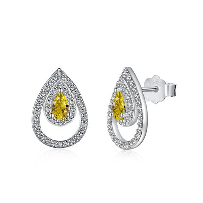 [GALE]Sparkling Delicate Water Drop Shape Daily Earrings