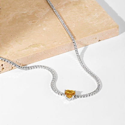 [GALE]2.0 Carat Sparkling Tennis Heart Cut Necklace