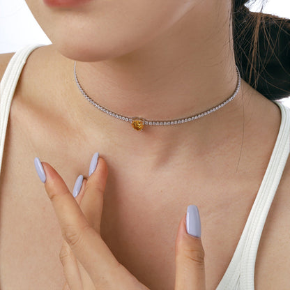 [GALE]2.0 Carat Sparkling Tennis Heart Cut Necklace