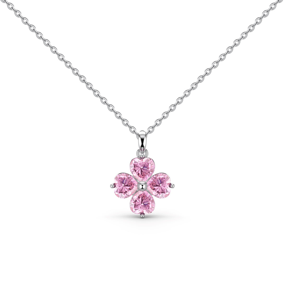 [GALE]Heart-Shaped Four-Leaf Clover Bead Necklace