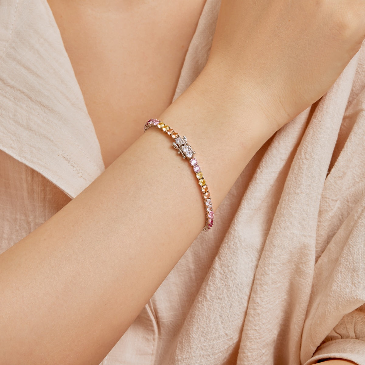 [GALE]Radiant Colorful Round Cut Tennis Bracelet