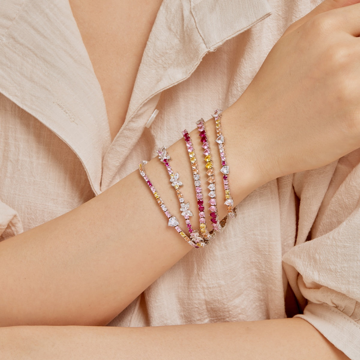 [GALE]Radiant Colorful Round Cut Tennis Bracelet