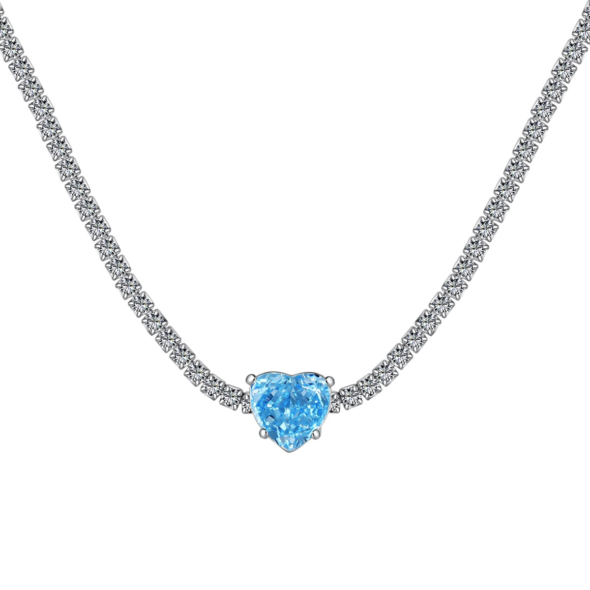[GALE]2.0 Carat Sparkling Tennis Heart Cut Necklace