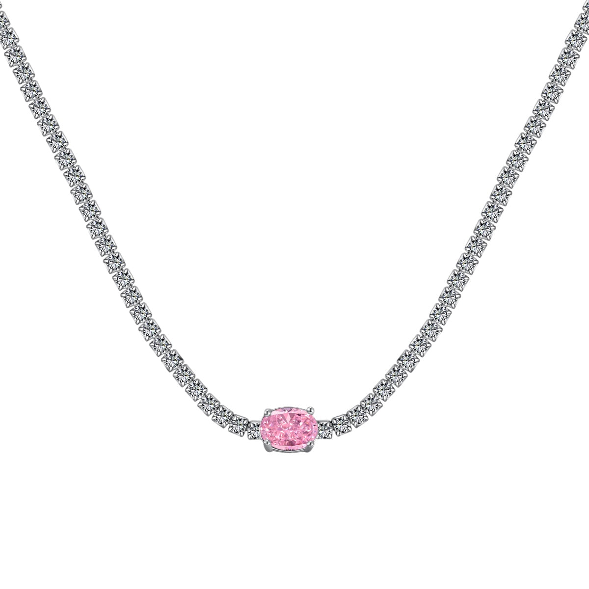 [GALE]1.0 Carat Shining Oval Cut Necklace