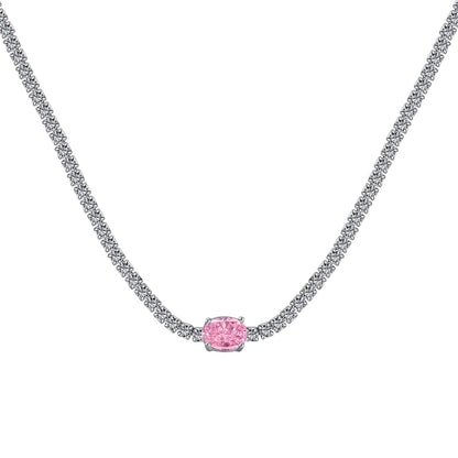 [GALE]1.0 Carat Shining Oval Cut Necklace