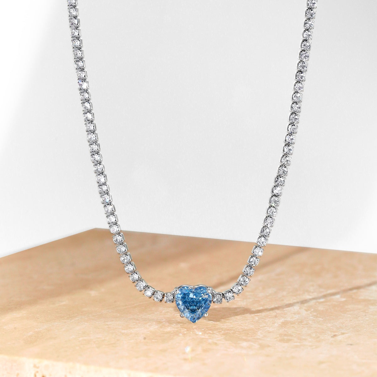 [GALE]2.0 Carat Sparkling Tennis Heart Cut Necklace