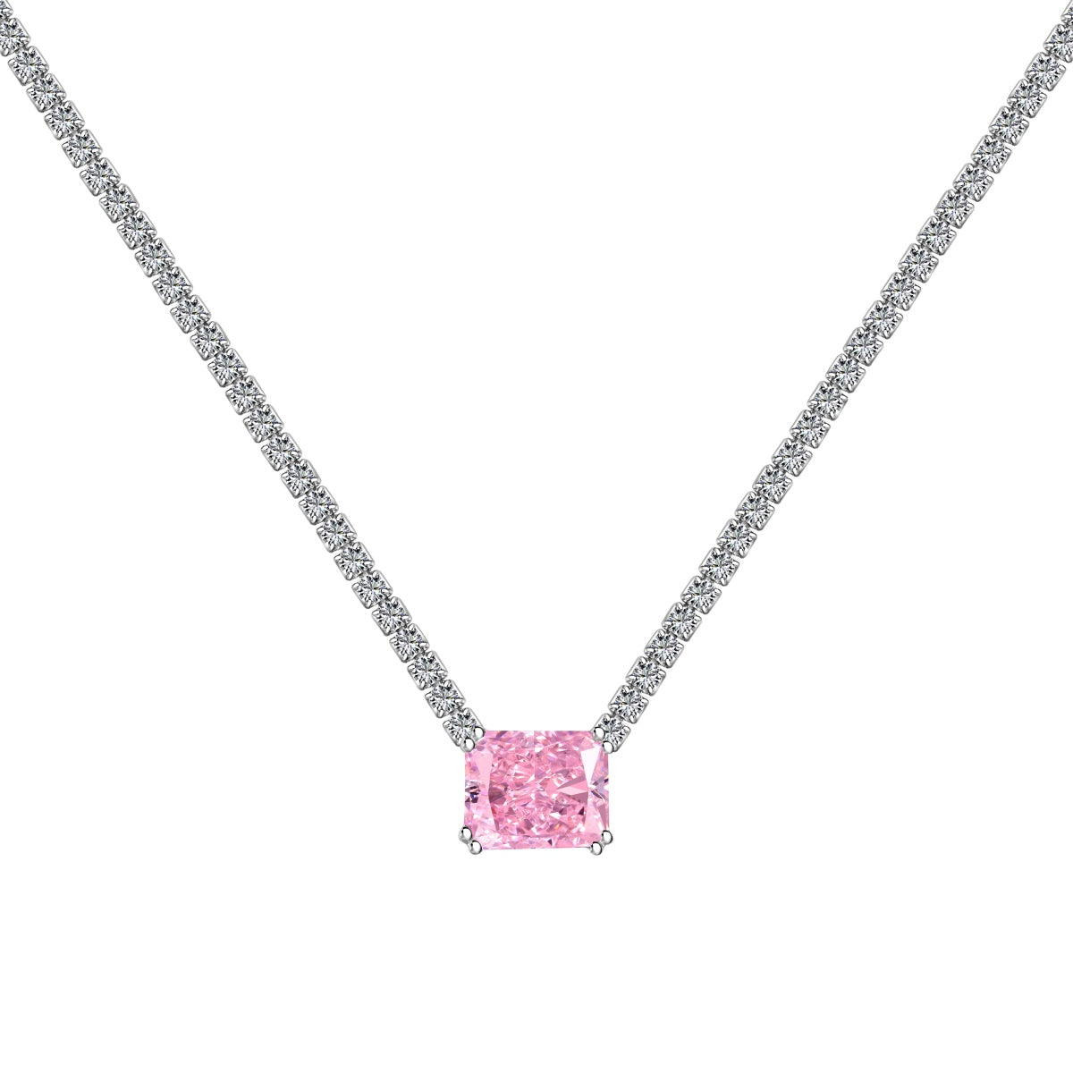 [GALE]4.0 Carat Elegant Radiant Cut Necklace