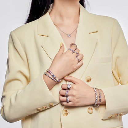 [GALE]Splashy Ornate Emerald Cut Cocktail Ring