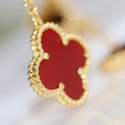 [GALE]CLOVER 2 MOTIF TIGER EYE CARNELIAN OHREN