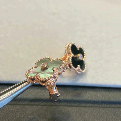 [GALE]CLOVER MEDIUM 1 MOTIFS GRAUER MOP DIAMANT-OHRRINGE