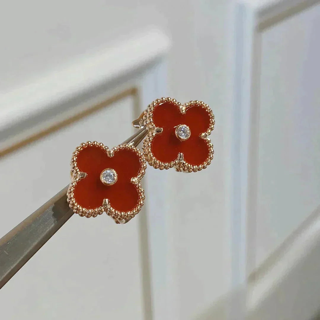 [GALE]CLOVER MEDIUM 1 MOTIFS CARNELIAN DIAMOND Earrings