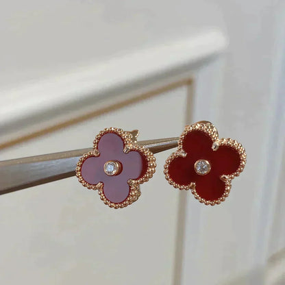 [GALE]CLOVER MEDIUM 1 MOTIFS CARNELIAN DIAMOND Earrings