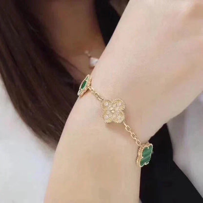[GALE] CLOVER 5 MOTIF MALACHITE BRACELET COLLECTION