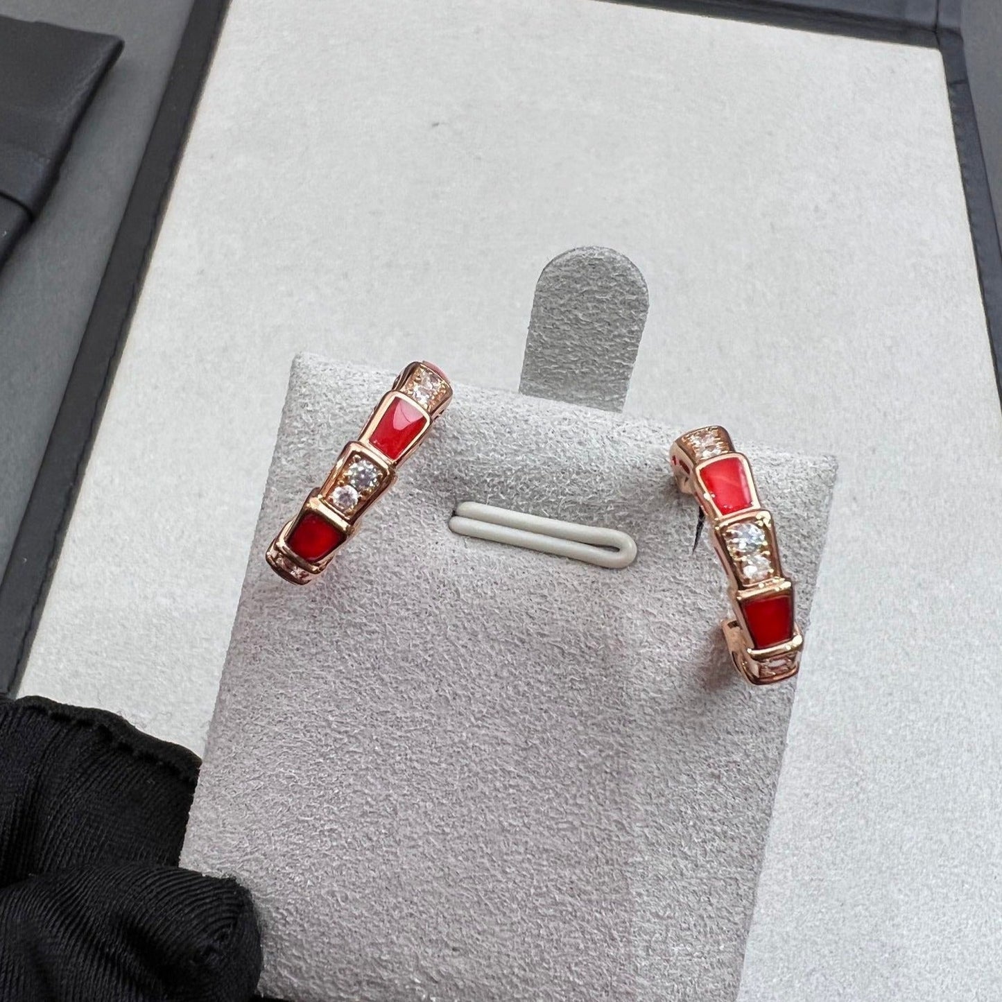 [GALE]SERPENTI CARNELIAN PINK GOLD EARRINGS