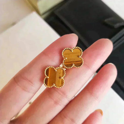 [GALE]CLOVER MEDIUM 1 MOTIFS TIGER EYE OHREN