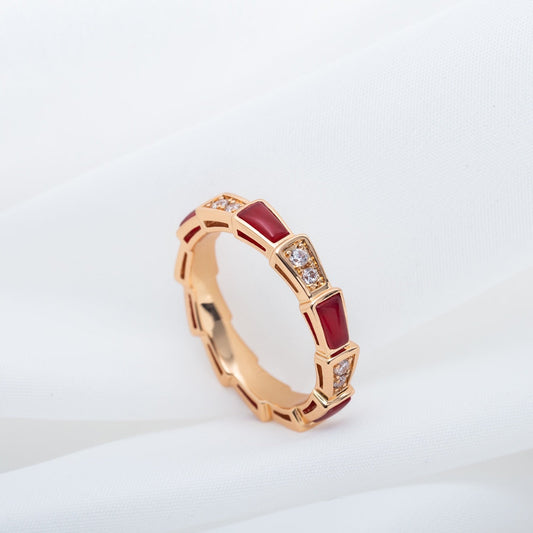 [GALE]SERPENTI RING PINK GOLD CARNELIAN DIAMOND 3MM