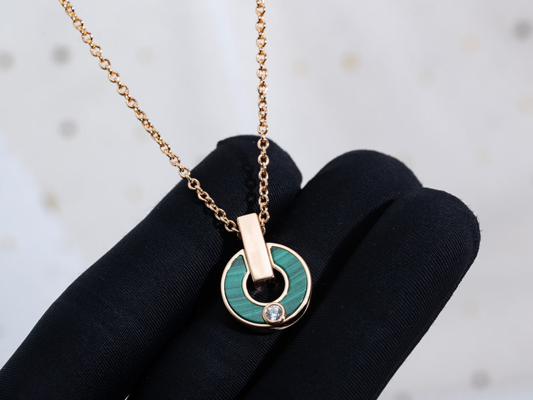 [GALE]GARI NECKLACE PINK GOLD MALACHITE
