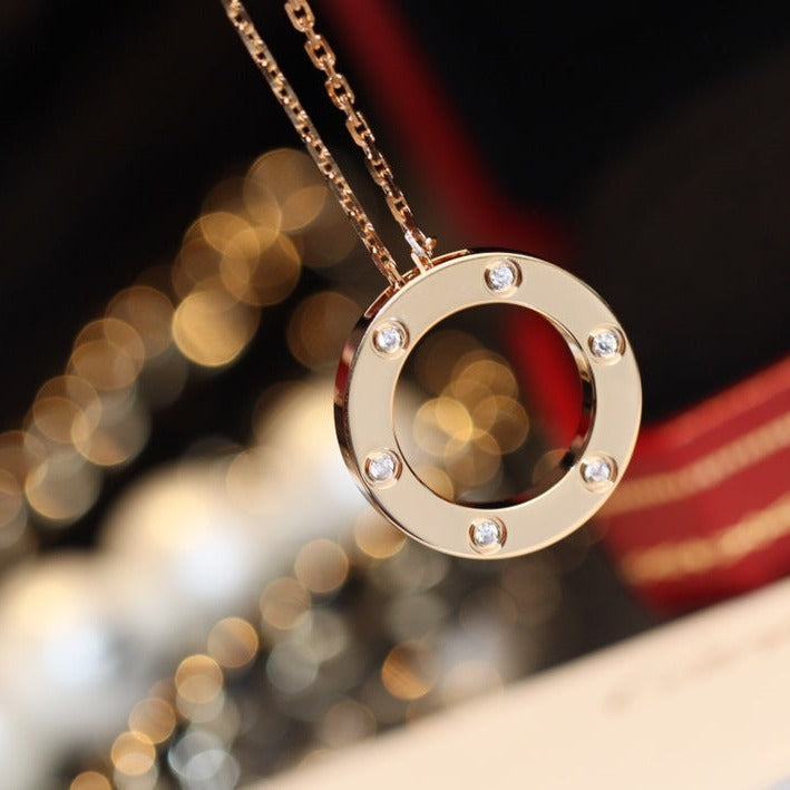 [GALE] Liebeskette, 16 mm, 6 Diamanten, Roségold