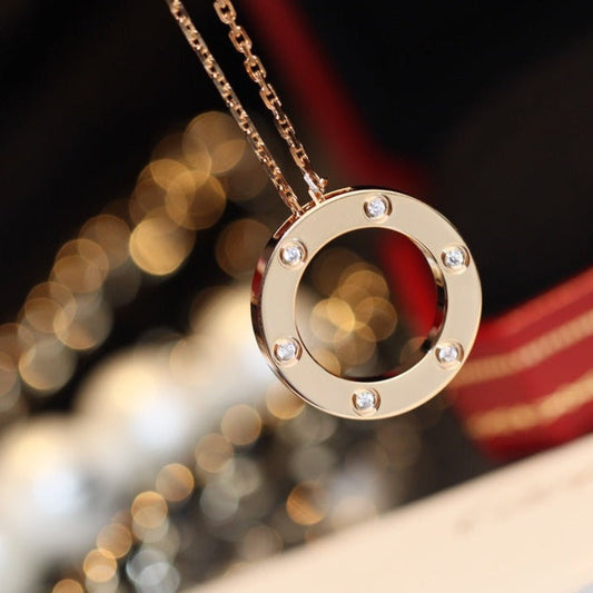 [GALE] Liebeskette, 16 mm, 6 Diamanten, Roségold