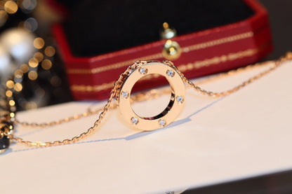 [GALE] Liebeskette, 16 mm, 6 Diamanten, Roségold