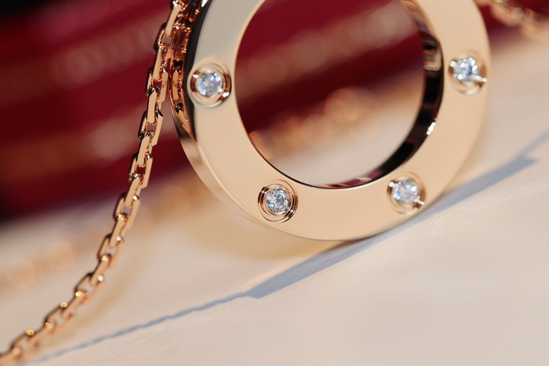 [GALE] Liebeskette, 16 mm, 6 Diamanten, Roségold