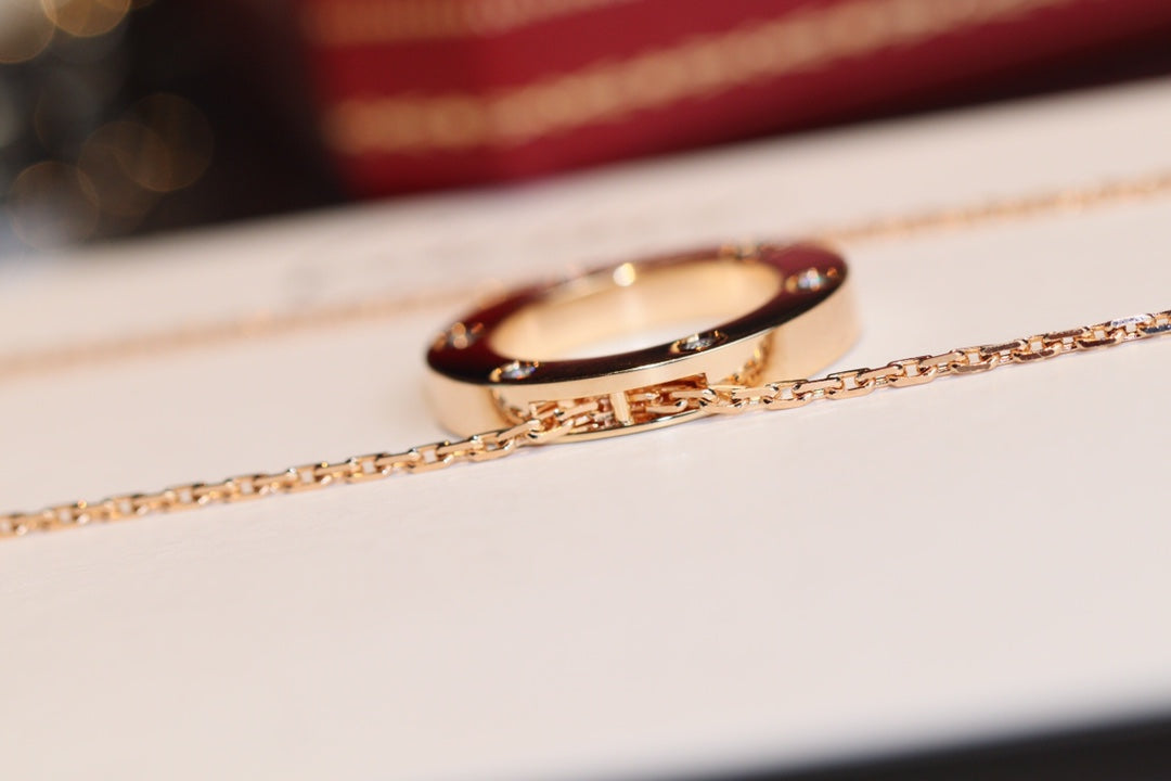 [GALE] Liebeskette, 16 mm, 6 Diamanten, Roségold