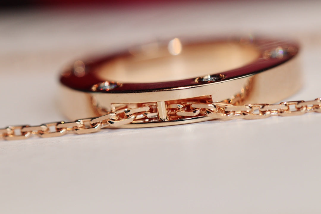 [GALE] Liebeskette, 16 mm, 6 Diamanten, Roségold