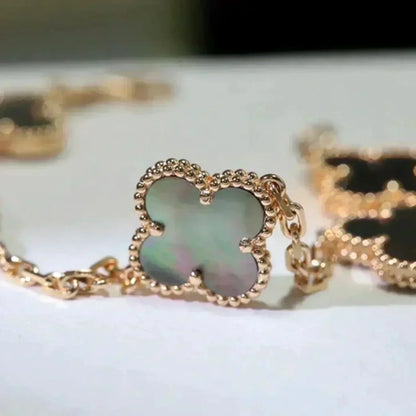 [GALE]クローバー5モチーフ グレーモップブレスレット