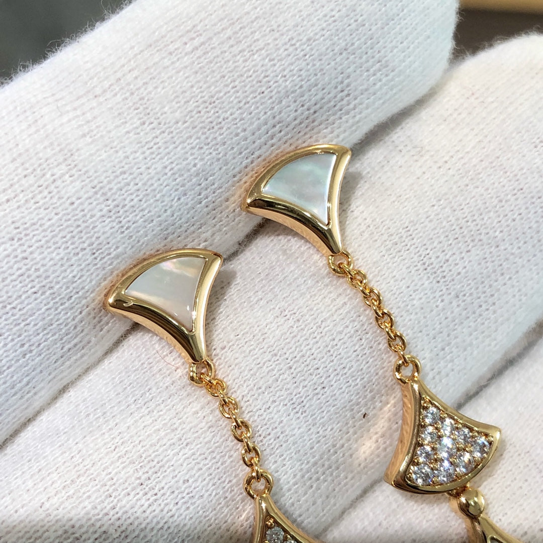 [GALE]DREAM EARRINGS 3 MOTIFS DIAMOND MOP PINK GOLD