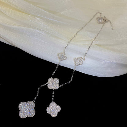 [GALE]CLOVER 5 MOTIFS SILVER DIAMONDS NECKLACE